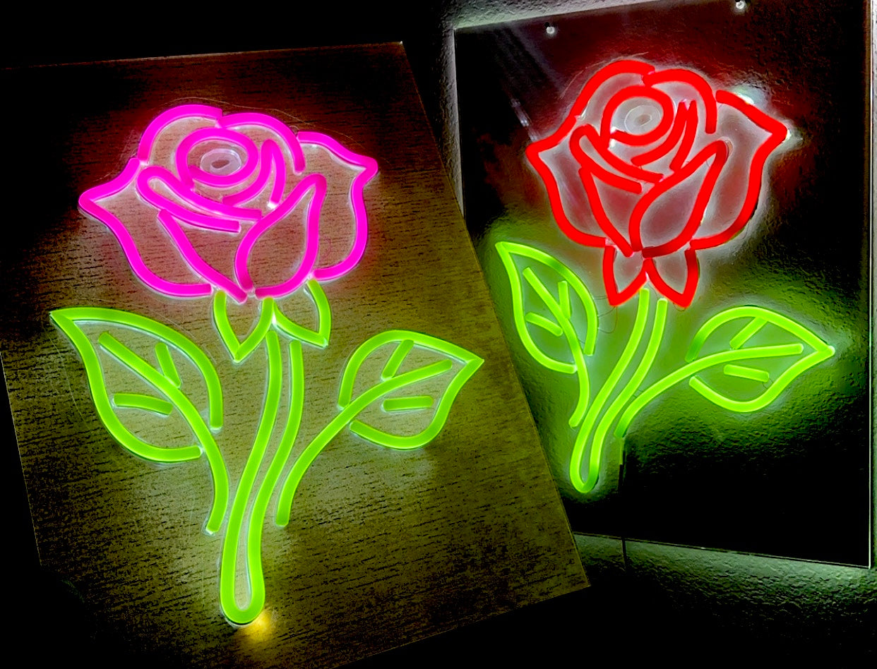 Single Rose LED Neon Sign - 12" x 16"